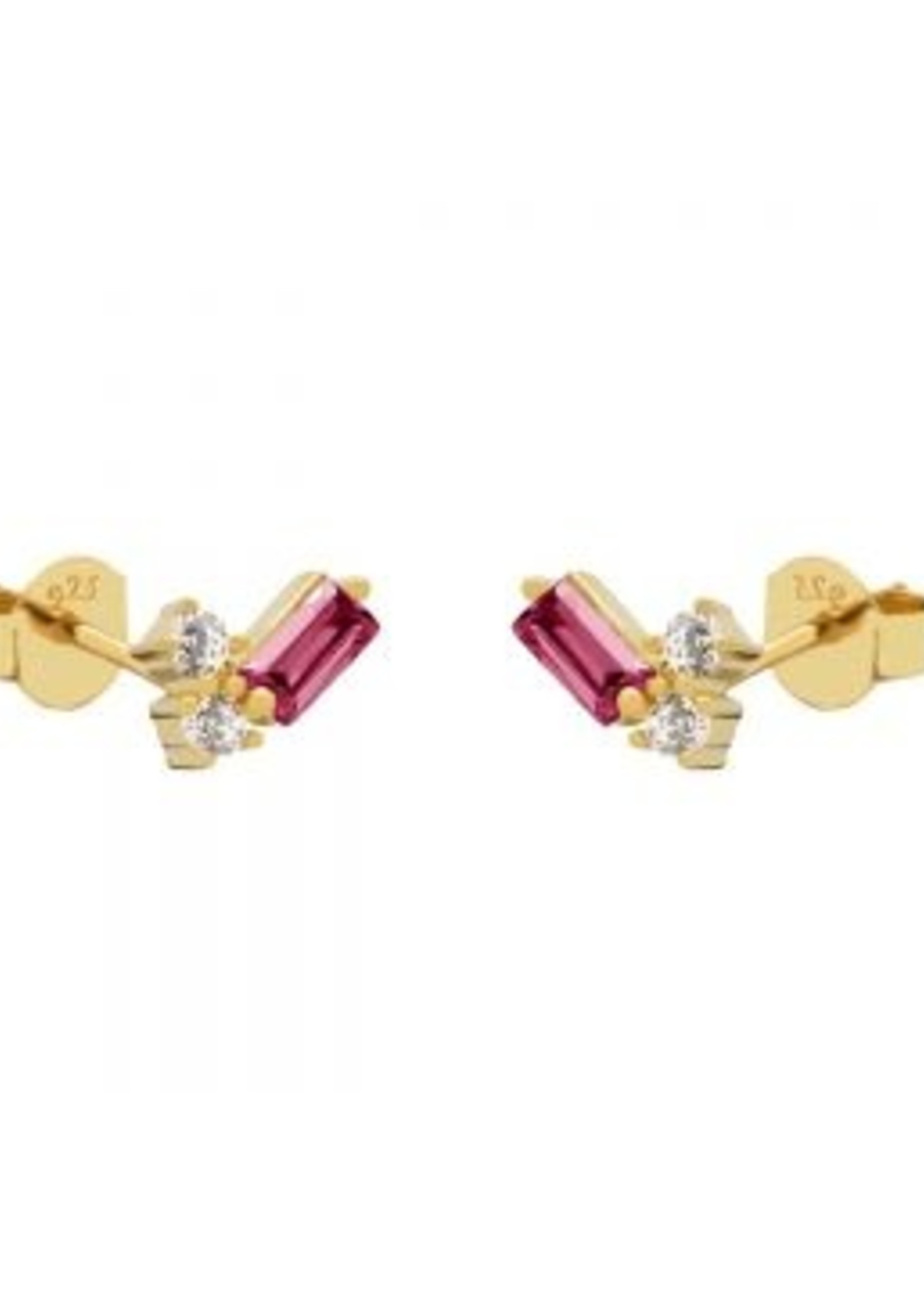 Karma Karma Zirconia Symbols Duo Baguette RUBY RED Goldplated