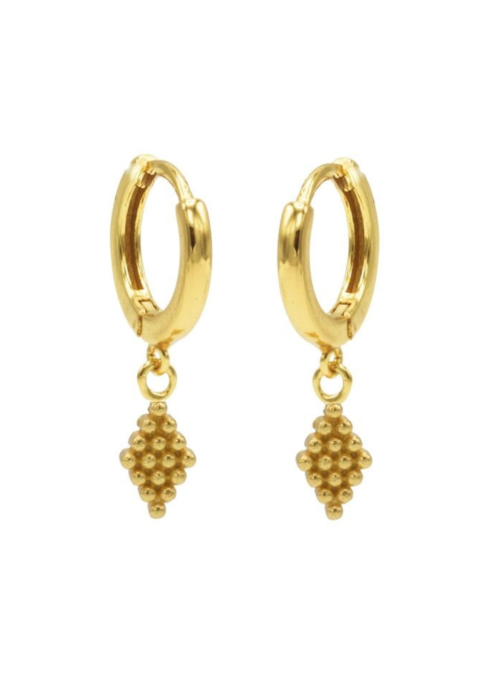 Karma Hinged Hoops Symbols Dots Diamond Goldplated