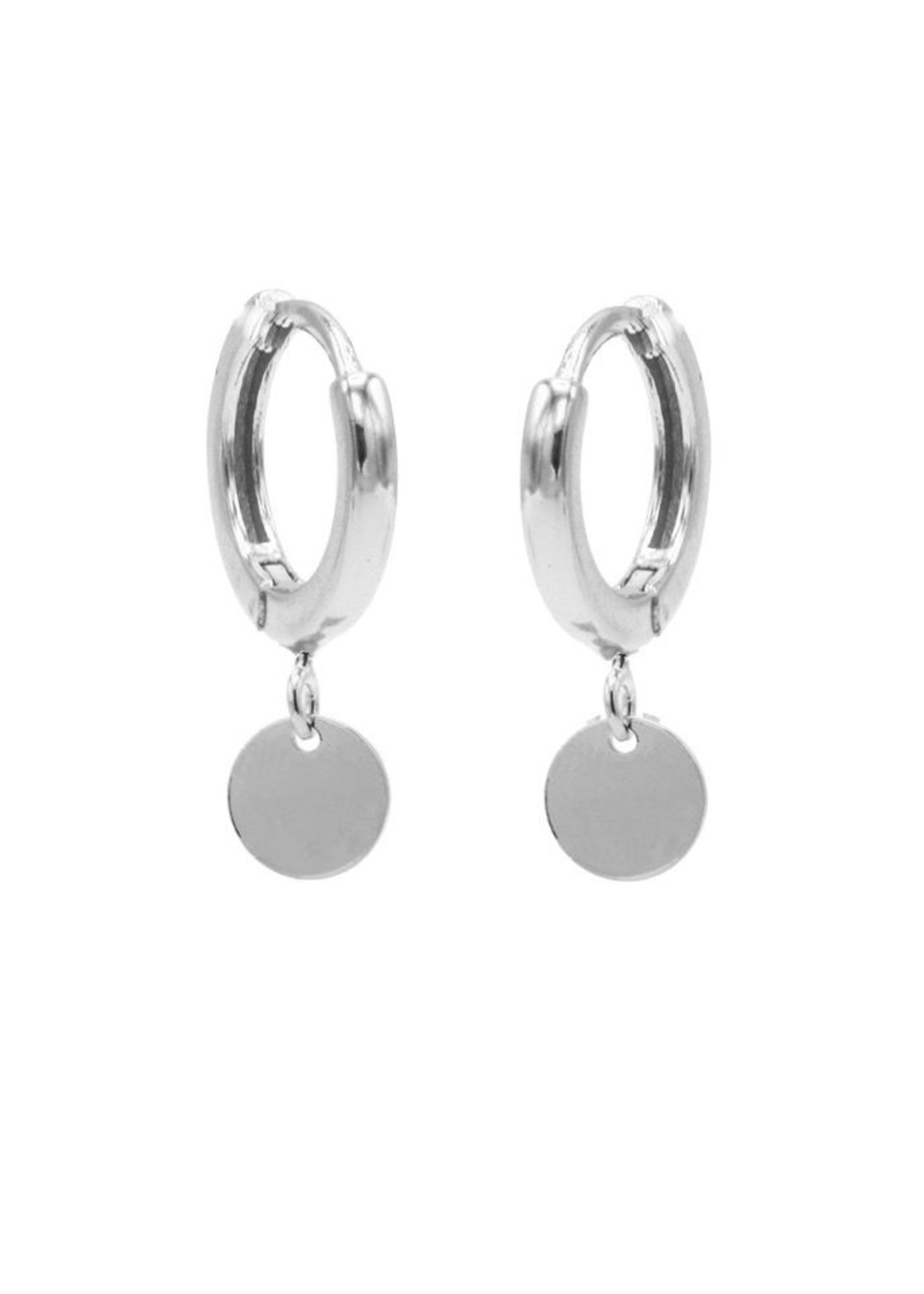 Karma Hinged Hoops Symbols Disc Silver