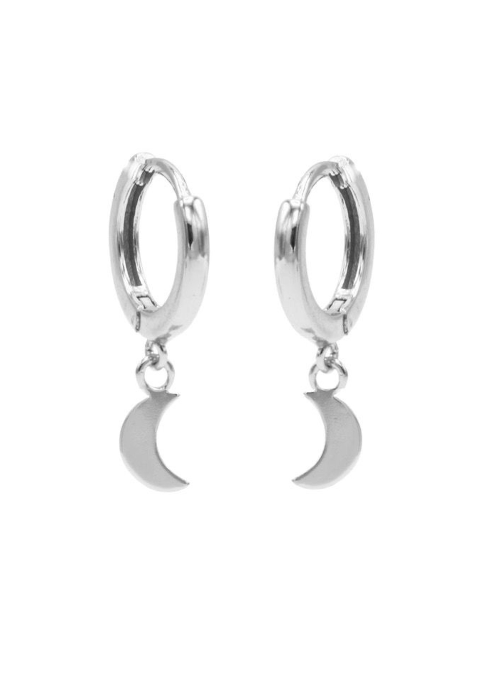 Karma Hinged Hoops Symbols Moon Silver