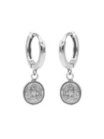 Karma Hinged Hoops Symbols Coin Silver