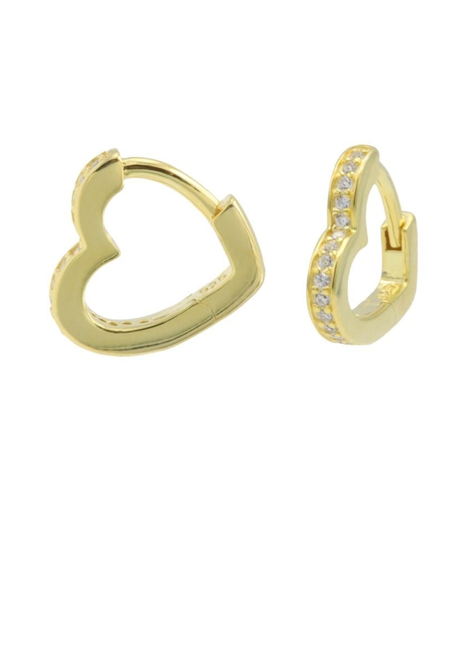 Karma Plain Zirconia Hinged Hoops Heart Goldplated