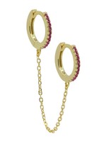 Karma Hinged Hoops Double In Chains Ruby Red Goldplated
