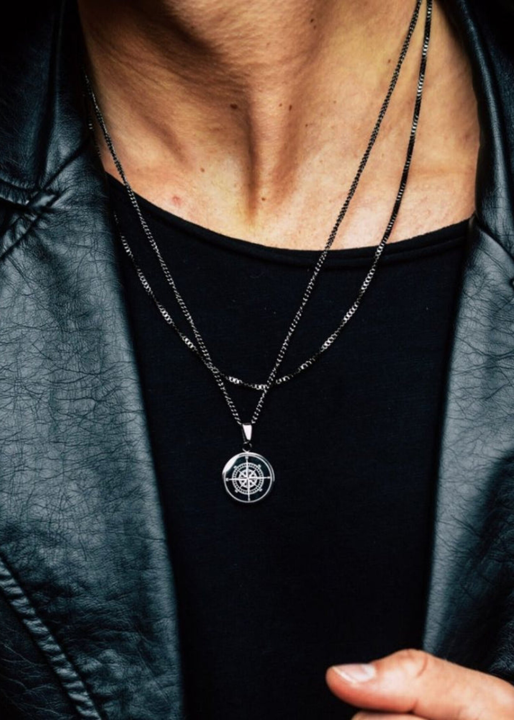 Northern Legacy NL Compass Pendant Necklace - Black