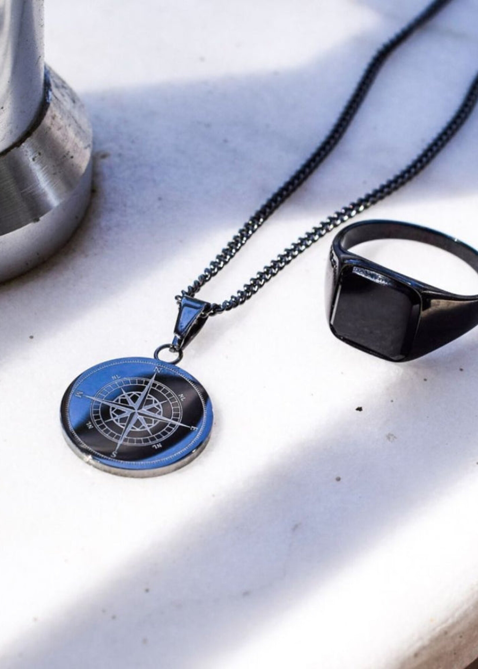 Northern Legacy NL Compass Pendant Necklace - Black