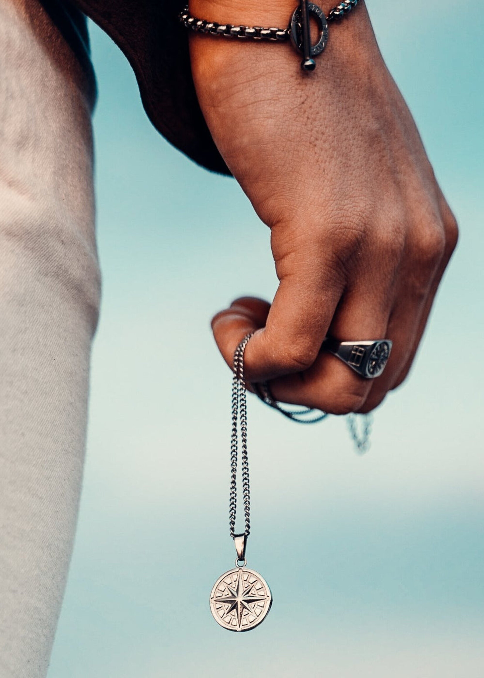 Northern Legacy Compass Pendant 2.0 Necklace - Silver Tone