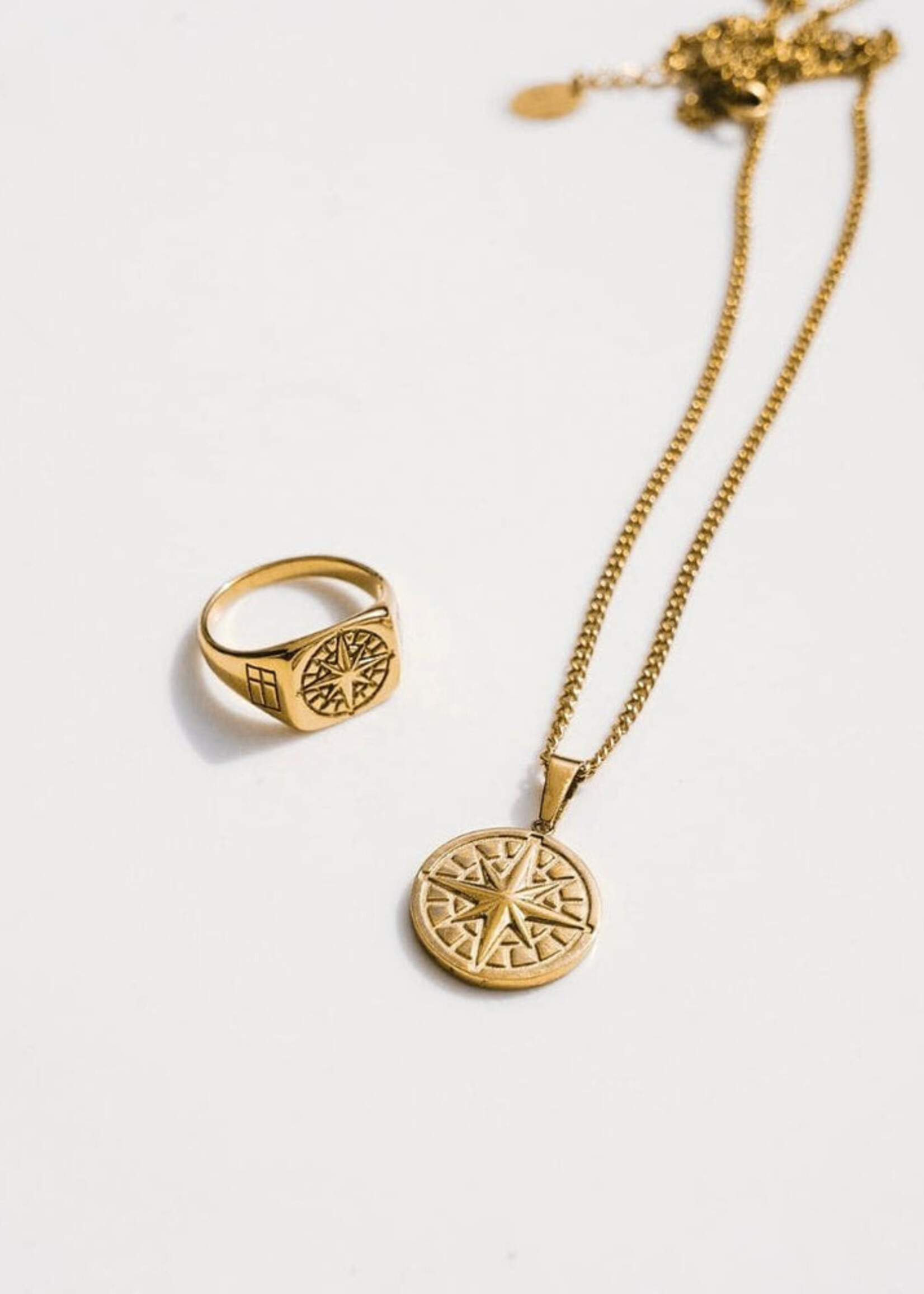 Northern Legacy Compass Pendant 2.0 Necklace - Gold Tone