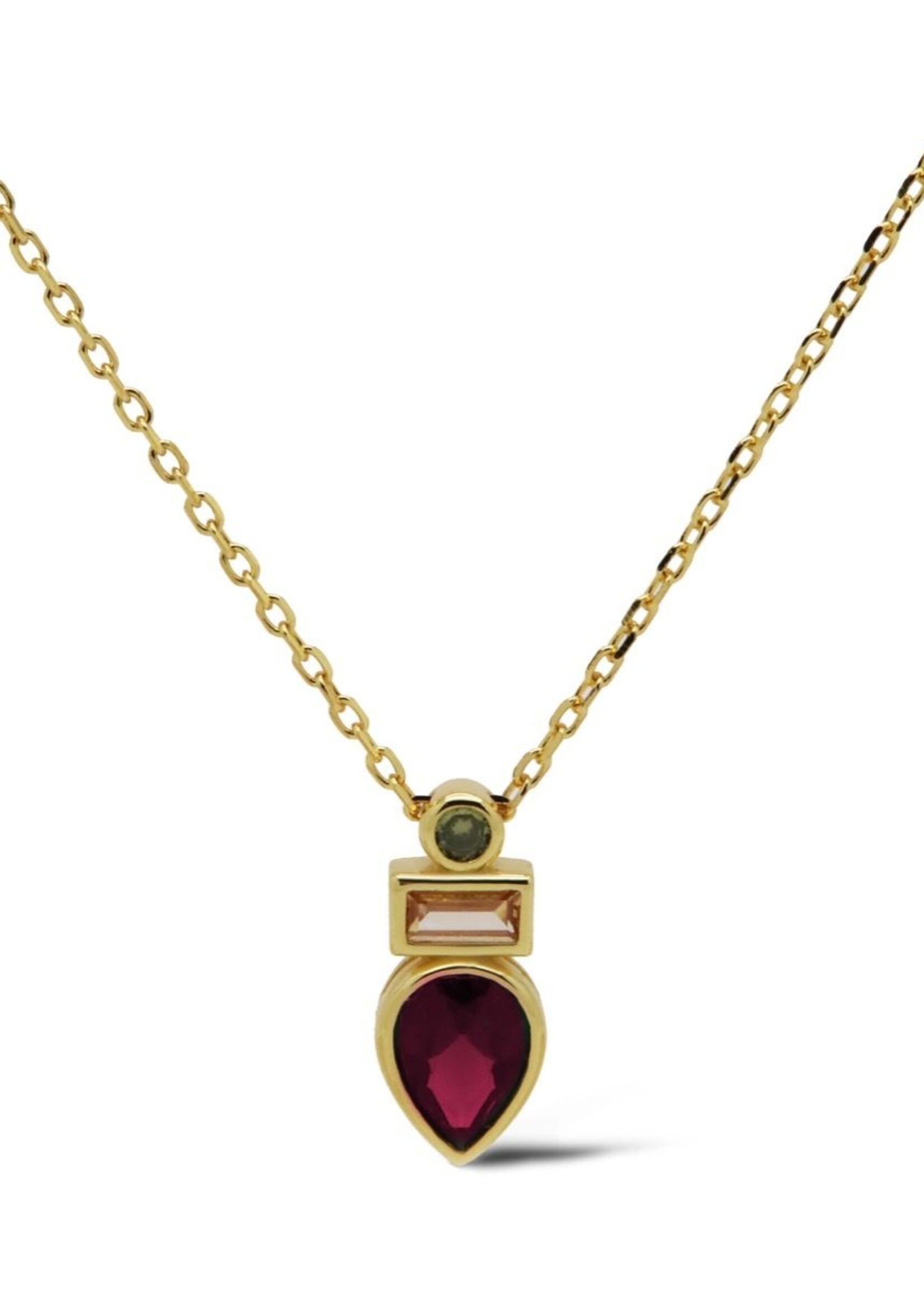 Karma Necklace Julia Ruby Red Goldplated