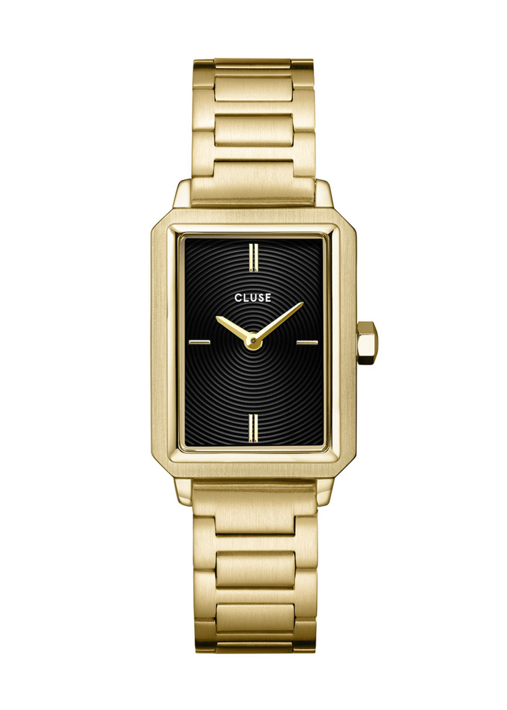 Cluse Fluette Watch Steel, Circular Texture Black, Gold Colour