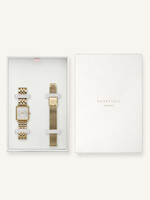 Rosefield The Boxy XS White Sunray Steel Gold + Mesh Gold Strap