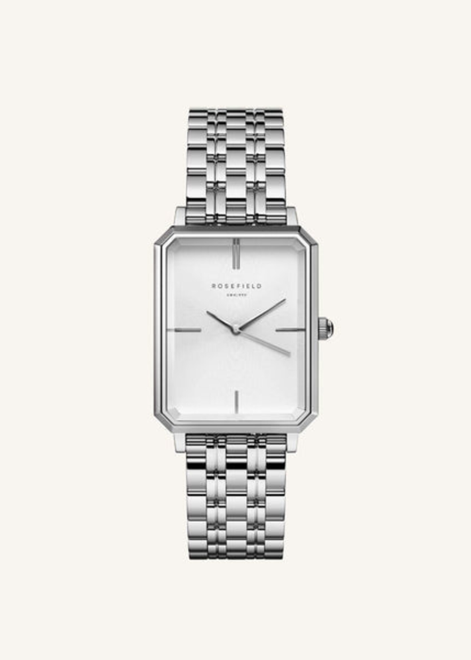 Rosefield The Octagon White Sunray Steel Silver
