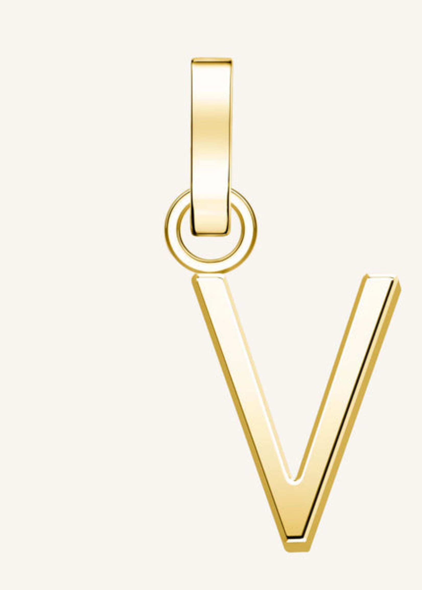 Rosefield pendant gold letter v