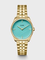 Cluse Féroce Petite Watch Steel, Leaf Texture Pool Blue, Gold Colour