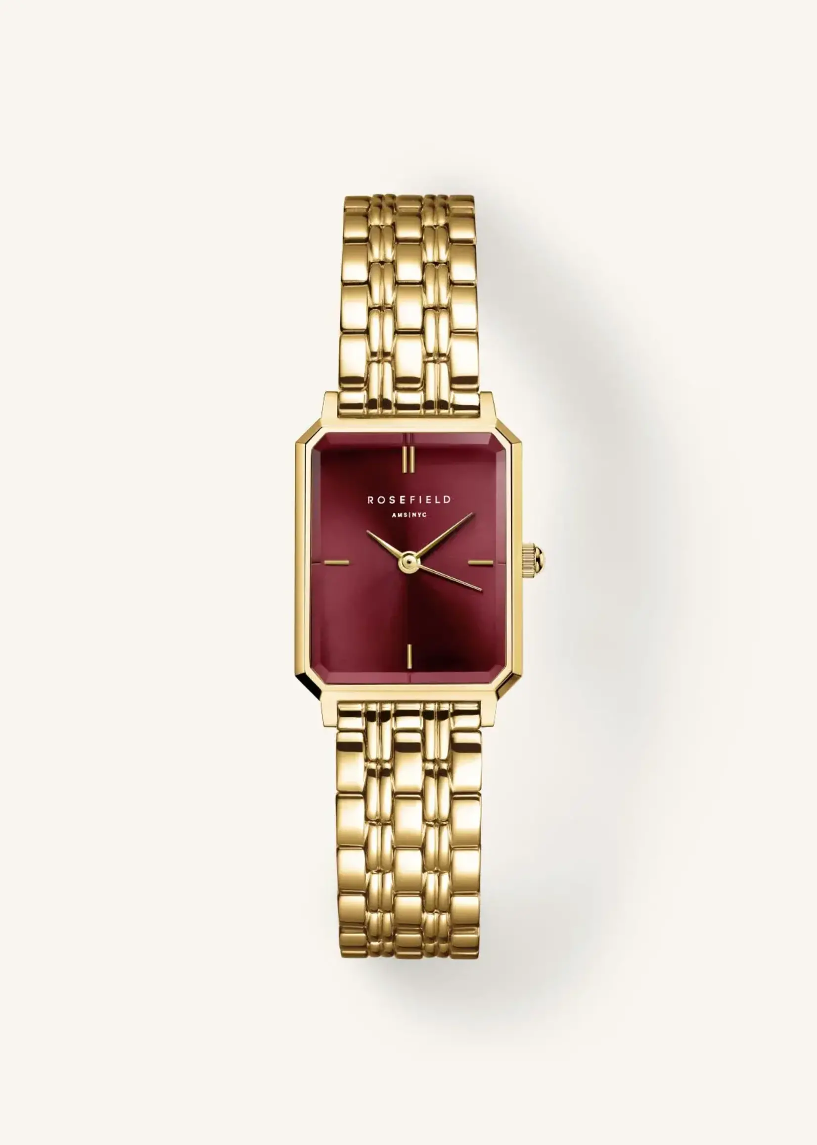 Rosefield Octagon XS Burgundy Sunray Steel Gold