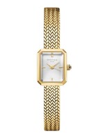 Rosefield Mini Octagon White Dial Gold Woven Mesh Strap