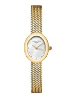 Rosefield Mini Oval White Dial Gold Woven Mesh Strap