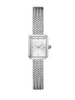 Rosefield Mini Octagon White Dial Silver Woven Mesh Strap