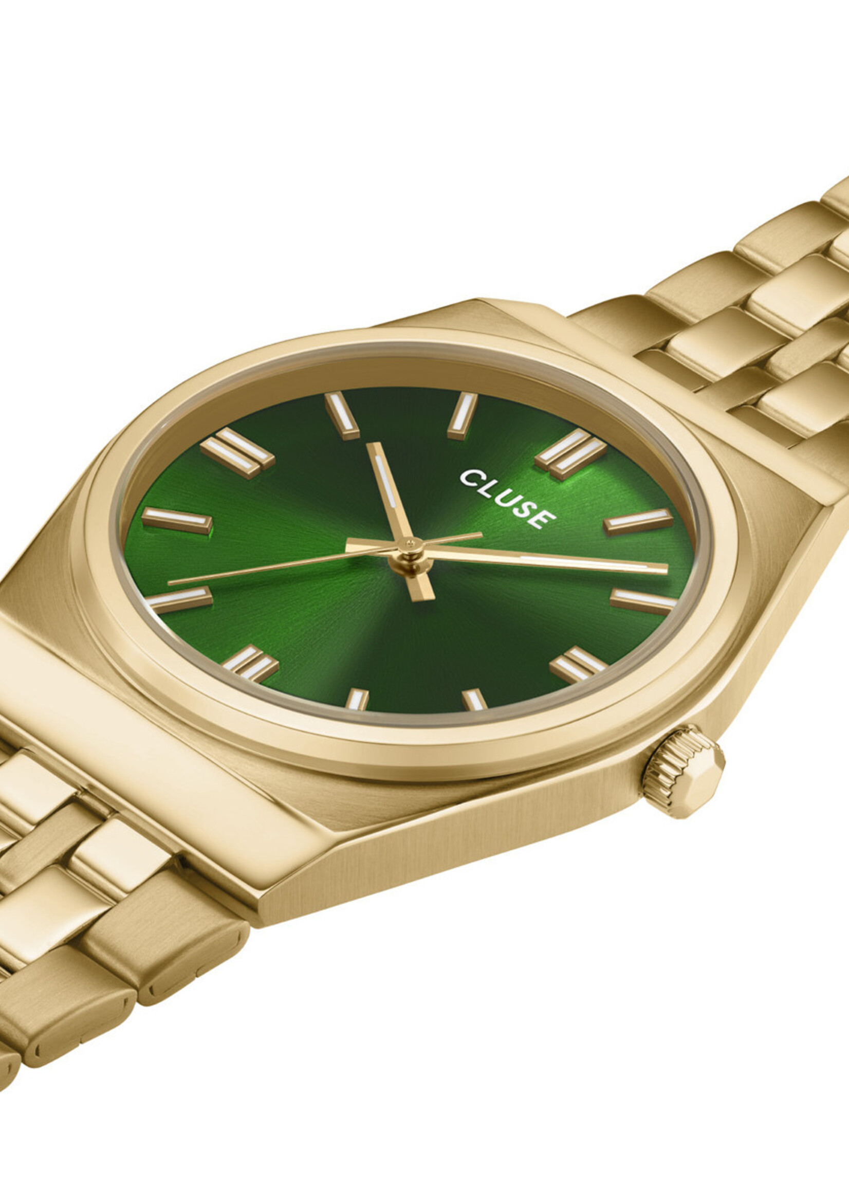 Cluse Retro 70's Watch Steel, Forest Green, Gold Colour
