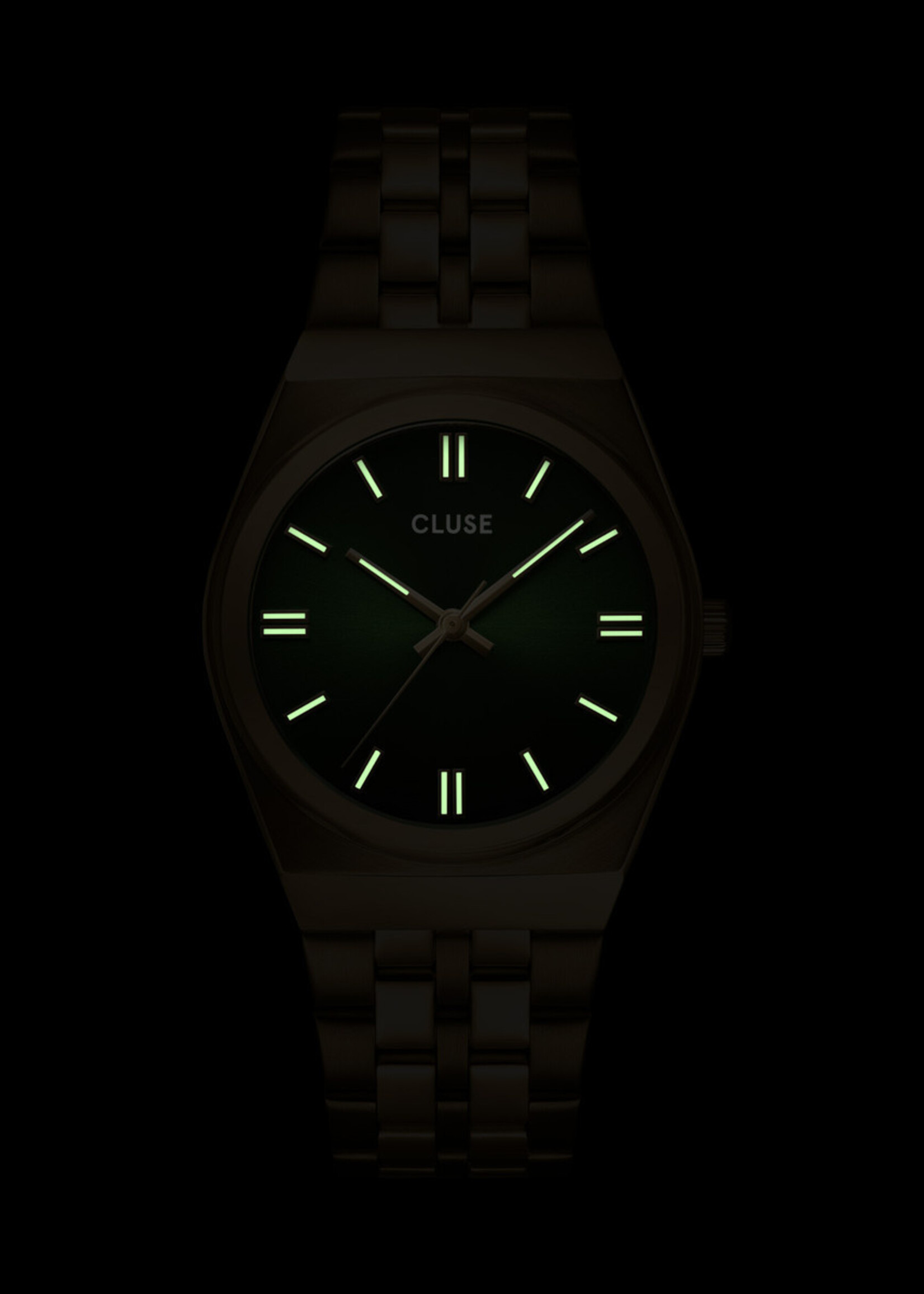Cluse Retro 70's Watch Steel, Forest Green, Gold Colour
