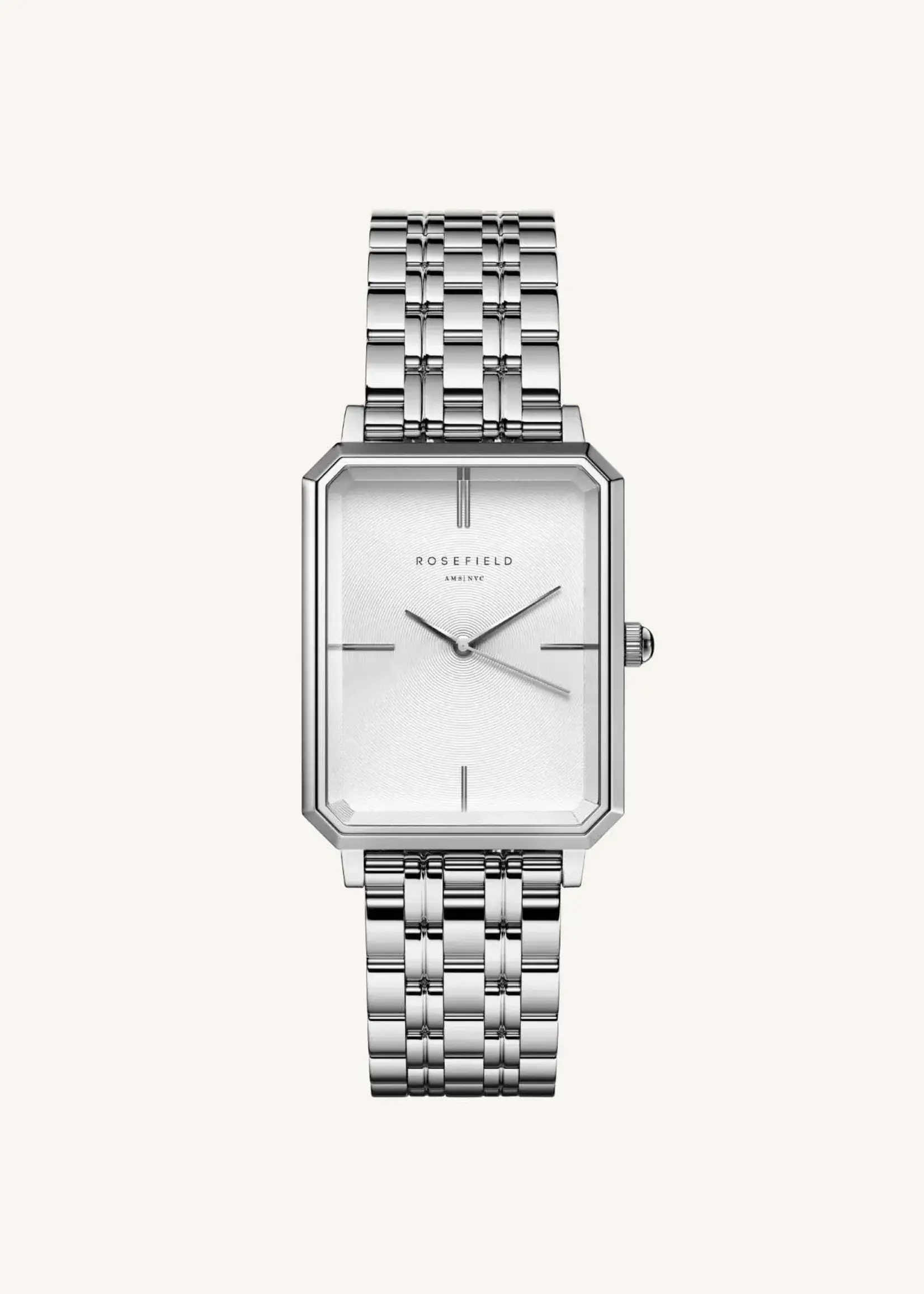 Rosefield The Octagon White Sunray Steel Silver