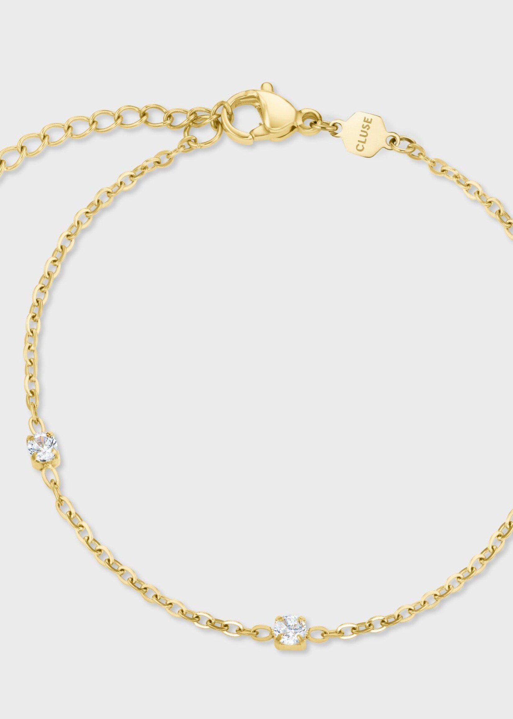 Cluse Élevé Zirconia Chain Bracelet, Silver, Gold Colour