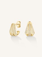 Rosefield Pave Striped Studs Gold Colored