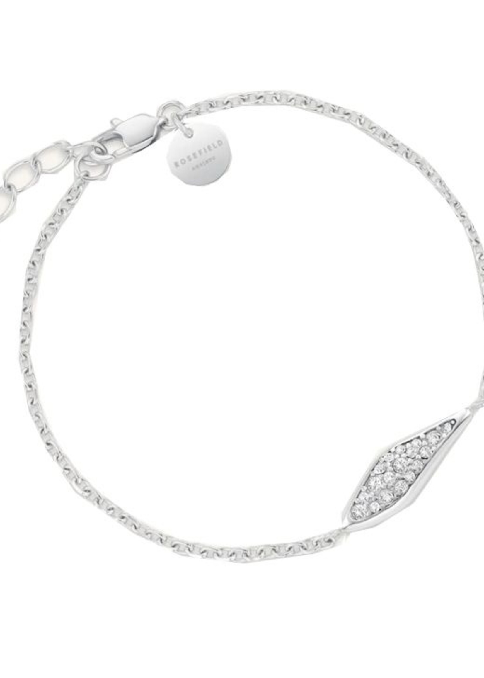 Rosefield pave leaf bracelet silver