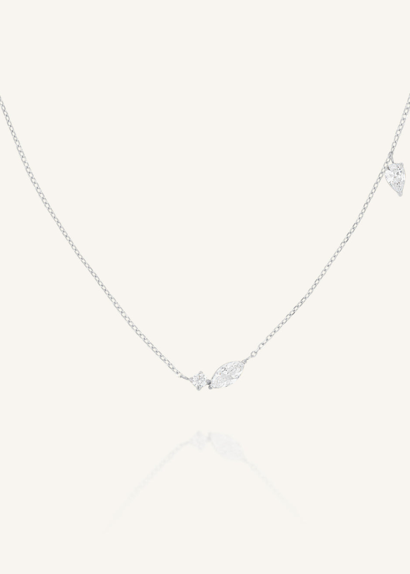 Rosefield triple crystals necklace silver