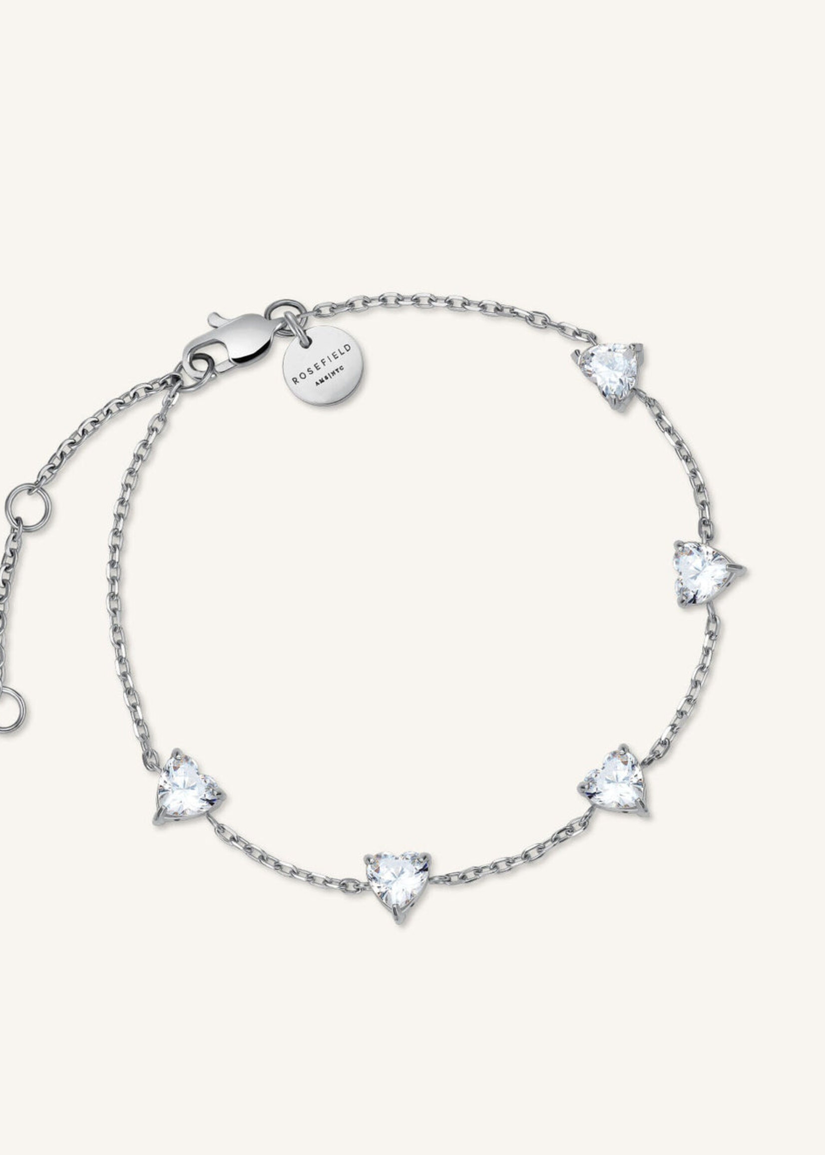 Rosefield row of hearts bracelet silver