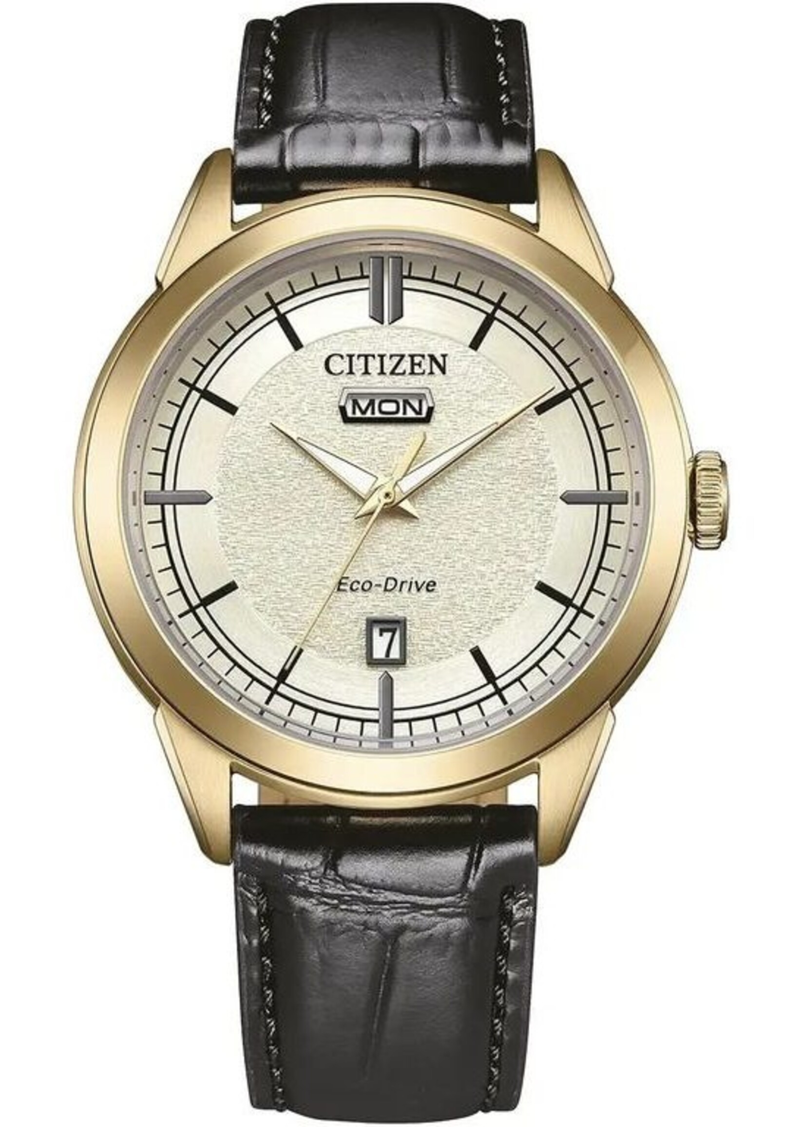 Citizen Citizen AW0153-04AC Eco-Drive Herenhorloge Goudkleurig met Zwart Leren Band