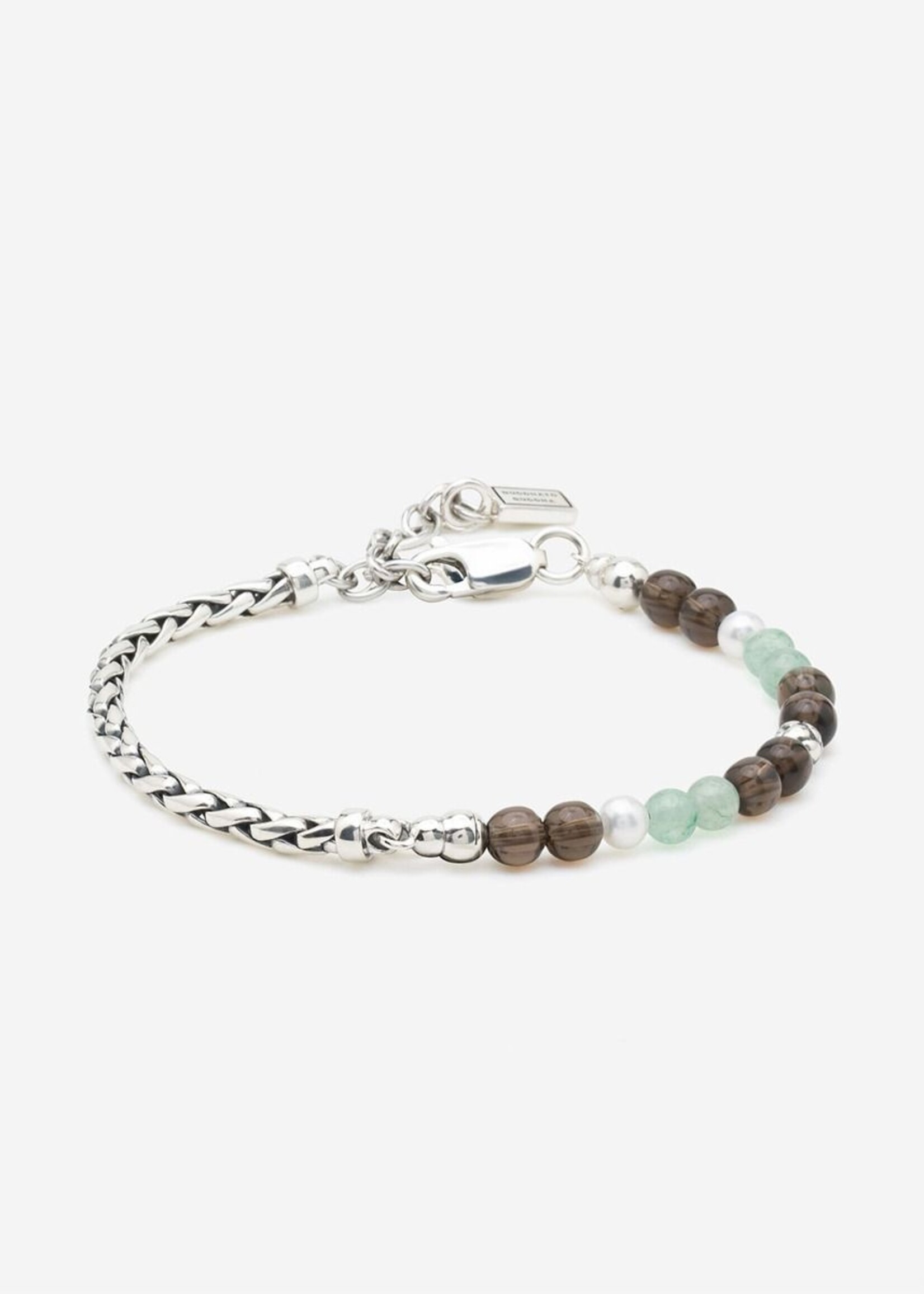 925 Sterling Zilveren 038AV - Stacking Bracelet Spirit Bead Silver Aventurine Smokey Quartz