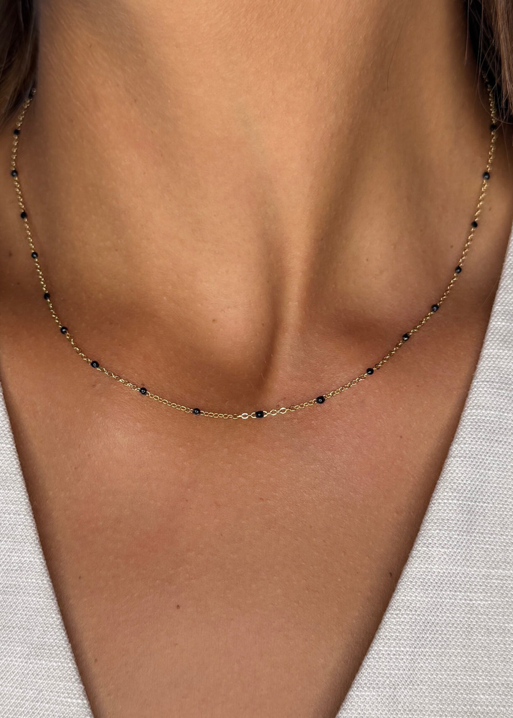 Cluse Essentielle Black Epoxy Chain Necklace, Gold Colour