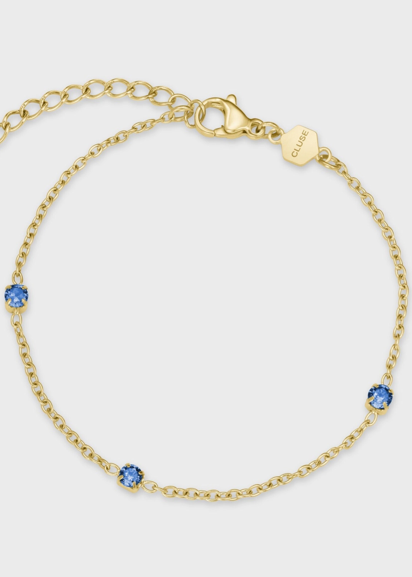 Cluse Élevé Zirconia Chain Bracelet, Kyanite Blue, Gold Colour