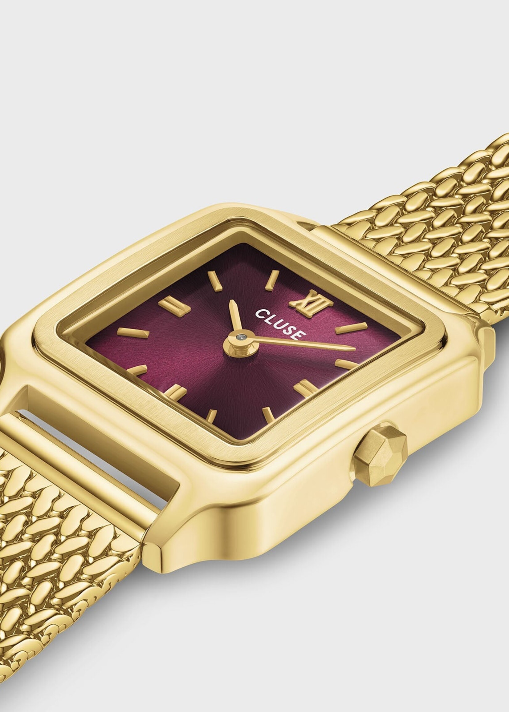 Cluse Gracieuse Mini Watch Mesh, Dark Cherry, Gold Colour