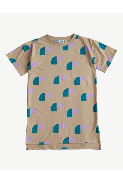 Oversized Tee Dress - Tan Sail Print