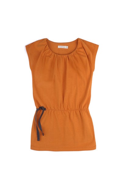Gathered blouson dress - Tangerine