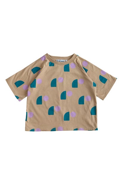 Oversized Tee - Tan Sail Print