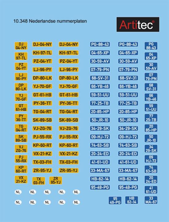 Dutch license plates 1:87 kit