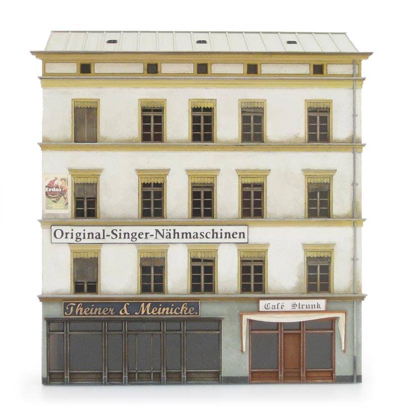 Facade of Theiner & Meinicke sewing machine store, 1:87, resin kit, unpainted