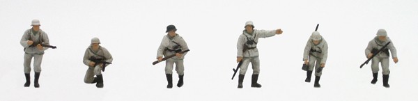 Set 1 German infantry winter uniform, 6 figures, 1:87, resin kit, unpainted