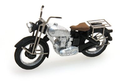 Triumph civilian motorcycle, silver, 1:87 resin ready made, painted