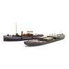 Canal steamer towing craft and towed barge, 1:160 resin kit