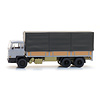 DAF tilt-cab 1970, tandem-axle, open bed truck with canvas, grey