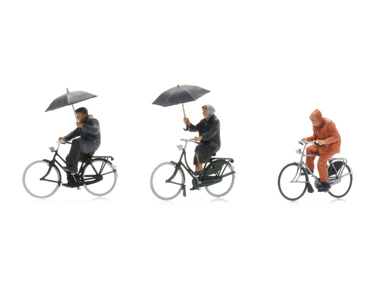 Fietsers in de regen