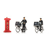 Postmen on bicycles + post box