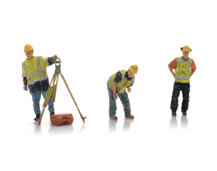 Track surveyors with theodolite post-1990