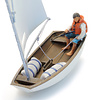 Sailing boat Optimist + figure