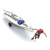 Sailing boat Laser on trailer + figure