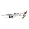 Sailing boat Laser on trailer + figure