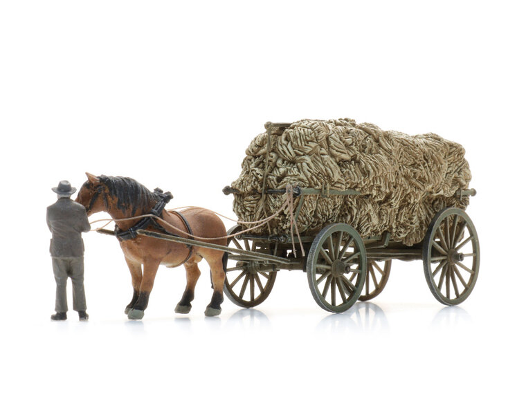 Traditionele Leiterwagen met lading + figuur